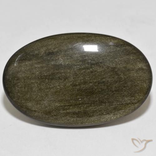 39.46ct Natural Preto com brilho dourado Obsidiana, oval, Opaco