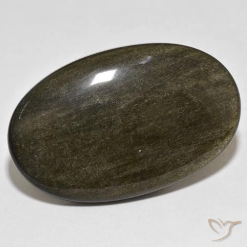 Obsidiana Preto com brilho dourado Natural 39.46ct, oval, Opaco