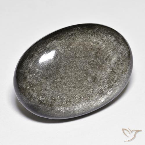 Obsidiana cinza natural 32,02ct, corte oval, opaco