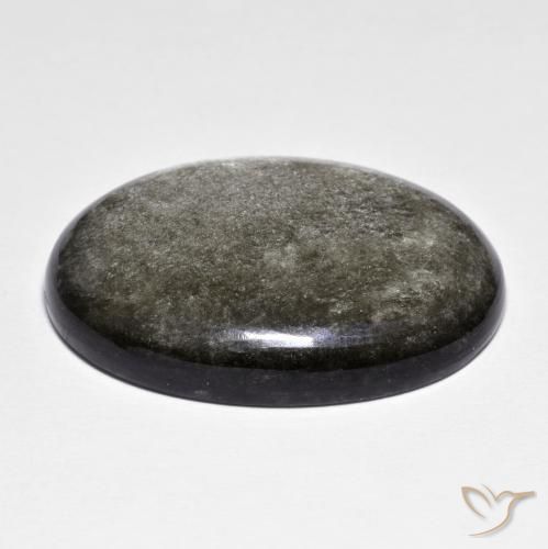 Obsidiana cinza natural 32,02ct, corte oval, opaco