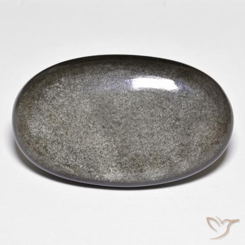 Obsidiana cinza natural 26,36ct, corte oval, opaco