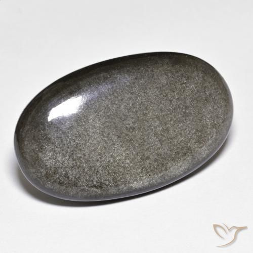 Obsidiana cinza natural 26,36ct, corte oval, opaco