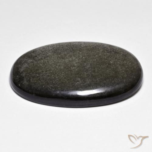 Obsidiana cinza natural 26,36ct, corte oval, opaco