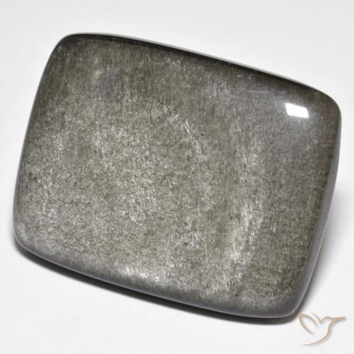 29.71ct Natural preto acinzentado Obsidiana, Almofada, Opaco