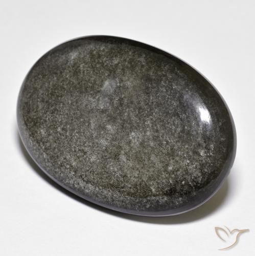 Obsidiana preto acinzentado Natural 41.78ct, oval, Opaco