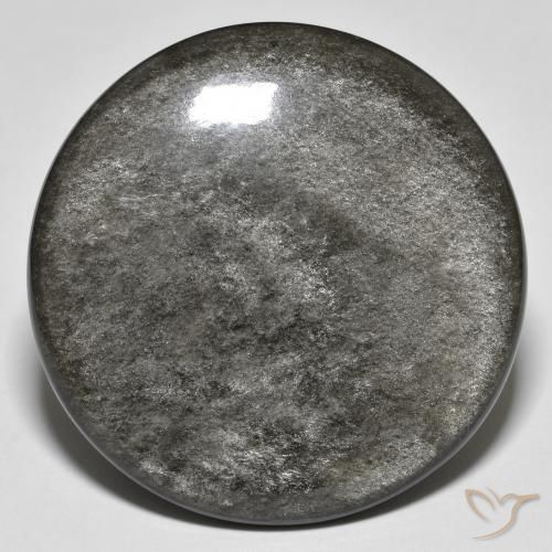 Obsidiana cinza natural 37,03ct, corte redondo, opaco