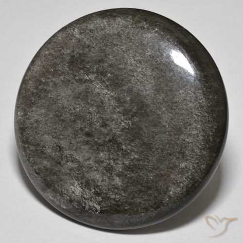 Obsidiana cinza natural 37,03ct, corte redondo, opaco