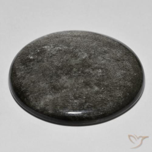 Obsidiana cinza natural 37,03ct, corte redondo, opaco