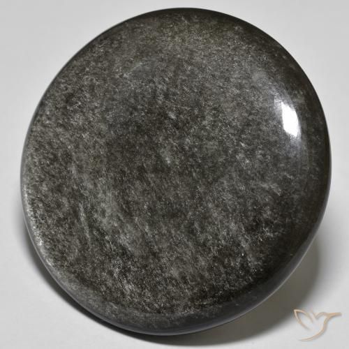 Obsidiana cinza natural 44,58ct, corte redondo, opaco