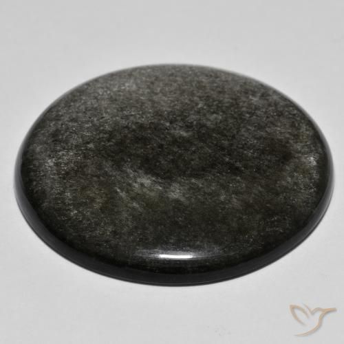 Obsidiana cinza natural 44,58ct, corte redondo, opaco