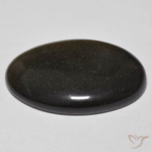 Obsidiana Preto com brilho dourado Natural 27.67ct, oval, Opaco