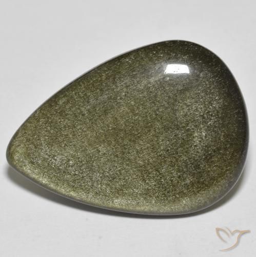 21.49ct Natural Preto com brilho dourado Obsidiana, Formato de pêra, Opaco