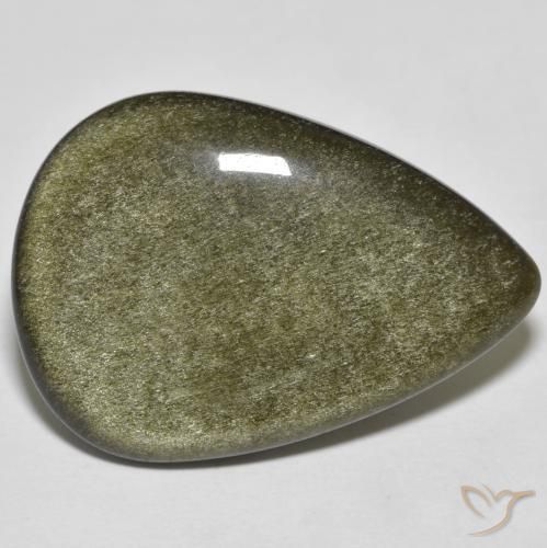 Obsidiana Preto com brilho dourado Natural 21.49ct, Formato de pêra, Opaco