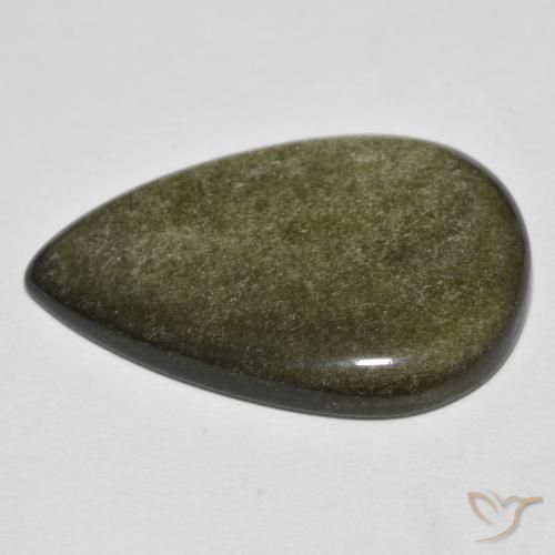 Obsidiana Preto com brilho dourado Natural 21.49ct, Formato de pêra, Opaco