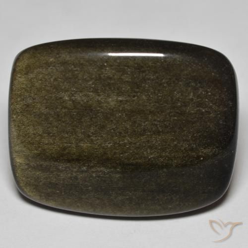 35.04ct Natural Preto com brilho dourado Obsidiana, Almofada, Opaco