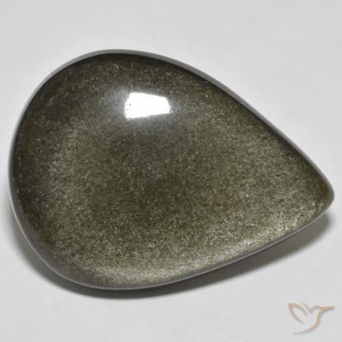 23.49ct Natural Preto com brilho dourado Obsidiana, Formato de pêra, Opaco