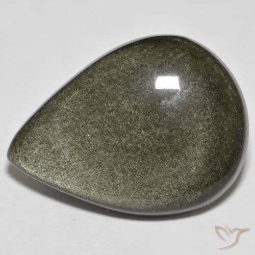 Obsidiana Preto com brilho dourado Natural 23.49ct, Formato de pêra, Opaco