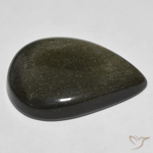 Obsidiana Preto com brilho dourado Natural 23.49ct, Formato de pêra, Opaco