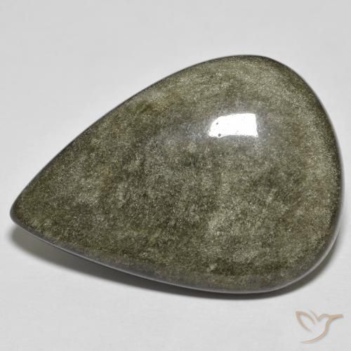 34.05ct Natural Preto com brilho dourado Obsidiana, Formato de pêra, Opaco