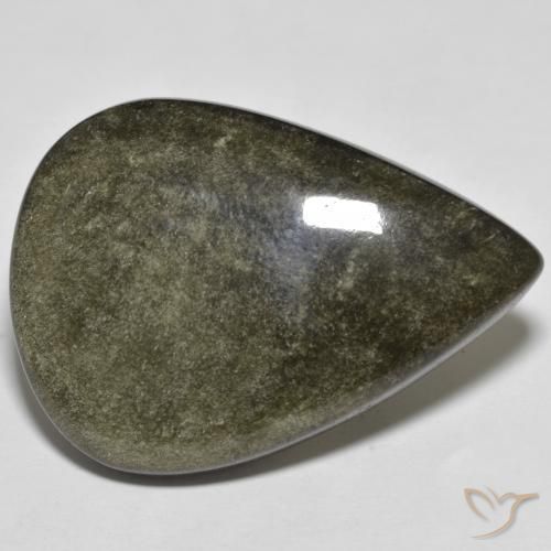 Obsidiana Preto com brilho dourado Natural 34.05ct, Formato de pêra, Opaco