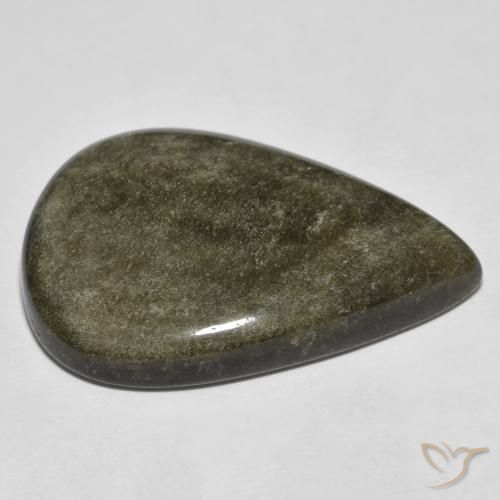 Obsidiana Preto com brilho dourado Natural 34.05ct, Formato de pêra, Opaco