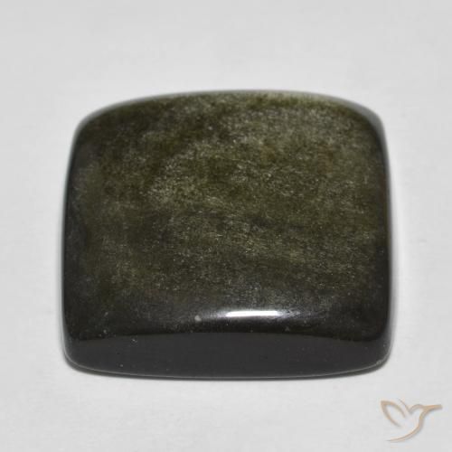 Obsidiana preto natural 27,68ct, almofada cortada, opaco