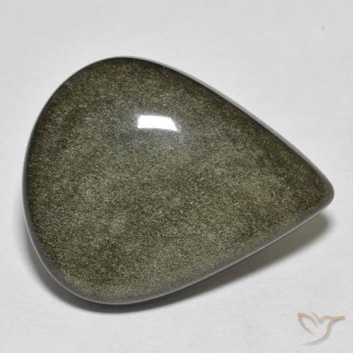 19.50ct Natural Preto com brilho dourado Obsidiana, Formato de pêra, Opaco