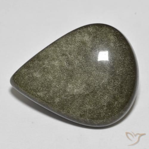 Obsidiana Preto com brilho dourado Natural 19.50ct, Formato de pêra, Opaco