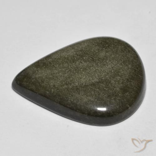 Obsidiana Preto com brilho dourado Natural 19.50ct, Formato de pêra, Opaco
