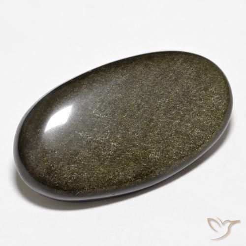 Obsidiana Preto com brilho dourado Natural 18.78ct, Corte Oval, Opaco