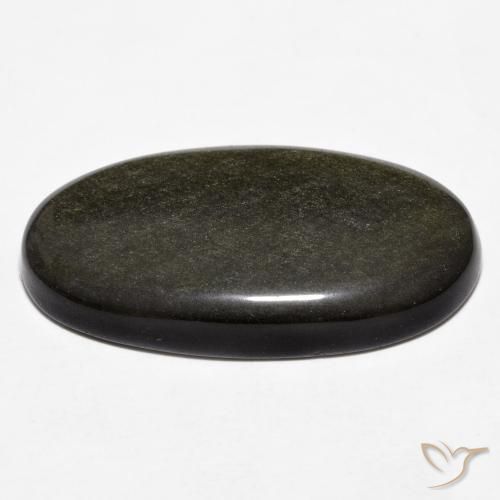 Obsidiana Preto com brilho dourado Natural 18.78ct, Corte Oval, Opaco