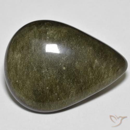 Obsidiana Preto com brilho dourado Natural 21.44ct, Formato de pêra, Opaco