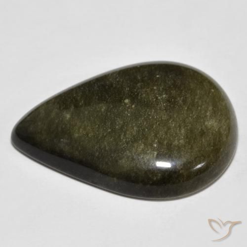 Obsidiana Preto com brilho dourado Natural 21.44ct, Formato de pêra, Opaco