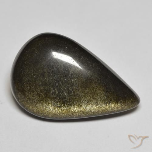 Obsidiana Preto com brilho dourado Natural 11.01ct, Formato de pêra, Opaco