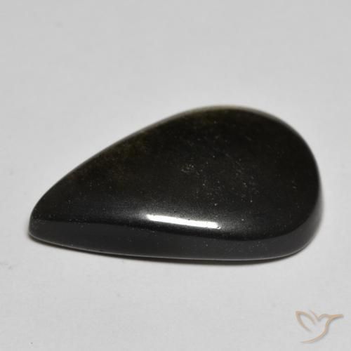 Obsidiana Preto com brilho dourado Natural 11.01ct, Formato de pêra, Opaco