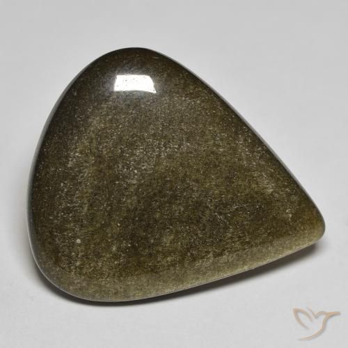 17.61ct Natural Preto com brilho dourado Obsidiana, Formato de pêra, Opaco