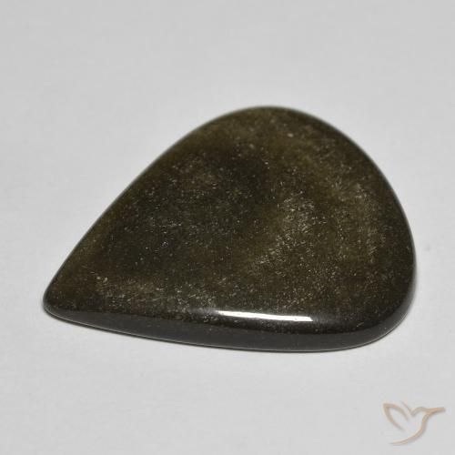 Obsidiana Preto com brilho dourado Natural 17.61ct, Formato de pêra, Opaco