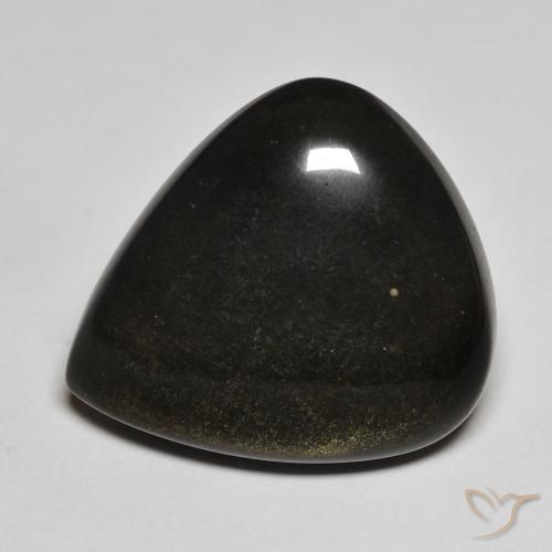Obsidiana Preto com brilho dourado Natural 20.17ct, Formato de pêra, Opaco