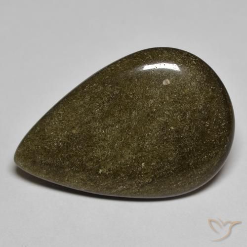 Obsidiana Preto com brilho dourado Natural 13.36ct, Formato de pêra, Opaco