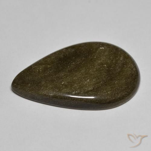 Obsidiana Preto com brilho dourado Natural 13.36ct, Formato de pêra, Opaco