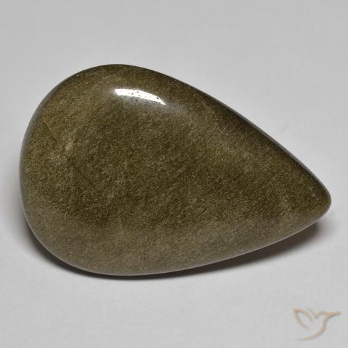 15.24ct Natural Preto com brilho dourado Obsidiana, Formato de pêra, Opaco