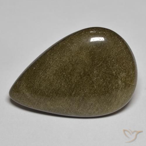 Obsidiana Preto com brilho dourado Natural 15.24ct, Formato de pêra, Opaco