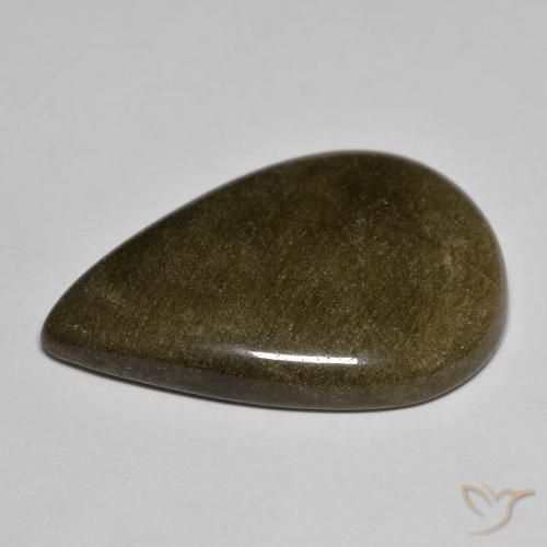 Obsidiana Preto com brilho dourado Natural 15.24ct, Formato de pêra, Opaco