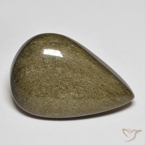 Obsidiana Preto com brilho dourado Natural 14.32ct, Formato de pêra, Opaco