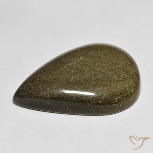 Obsidiana Preto com brilho dourado Natural 14.32ct, Formato de pêra, Opaco