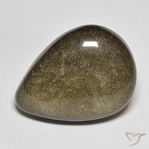 17.02ct Natural Preto com brilho dourado Obsidiana, Formato de pêra, Opaco