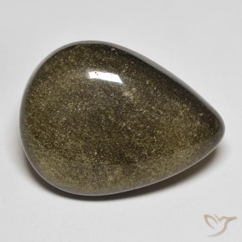 Obsidiana Preto com brilho dourado Natural 17.02ct, Formato de pêra, Opaco
