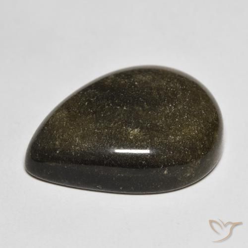 Obsidiana Preto com brilho dourado Natural 17.02ct, Formato de pêra, Opaco
