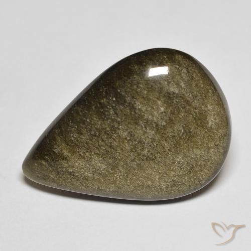 13.21ct Natural Preto com brilho dourado Obsidiana, Formato de pêra, Opaco