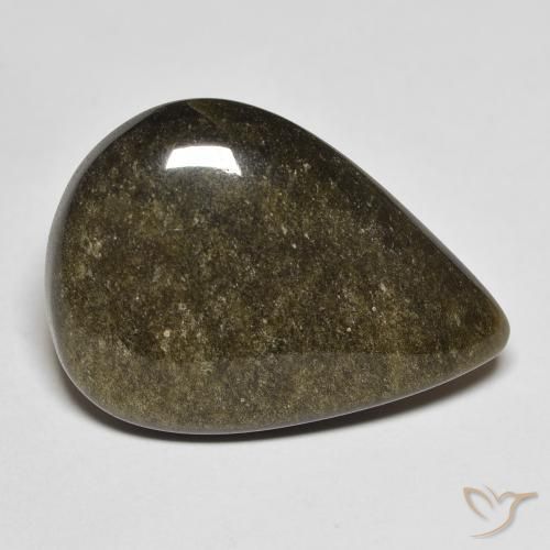 Obsidiana Preto com brilho dourado Natural 13.21ct, Formato de pêra, Opaco